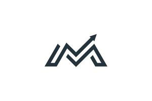 plantilla de vector de diseño de logotipo de letra m y flecha