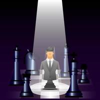 papercut design, chess business man, leadership, the star of the group, vector illustrator