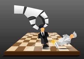 papercut concept, AI robot hand controlling chess-businessman, leadership and competition,the winner in arena vector