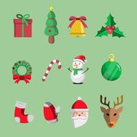 Christmas set icon flat design. Vector illustrator