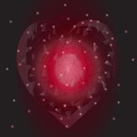 polígono bajo del corazón. rojo y oscuro. ilustrador de fondo abstracto. diseño de efecto de tecnología brillante de neón vector