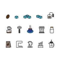 coffee cup machine icons set line icon editable color vector