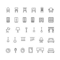 conjunto de iconos de muebles editables para sitio web, símbolo, vector de presentación