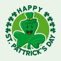 cute shamrock leaf humanoid cartton for St. Patrick's Day. shamrock leaf clover  Vector illustration.