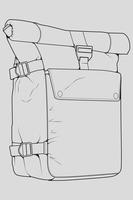 Sketch of a rucksack. Backpack isolated on white background. Vector illustration of a sketch style.