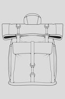 Sketch of a rucksack. Backpack isolated on white background. Vector illustration of a sketch style.