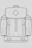 Sketch of a rucksack. Backpack isolated on white background. Vector illustration of a sketch style.