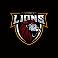 Lion head gaming logo for esport and sport mascot vector illustration