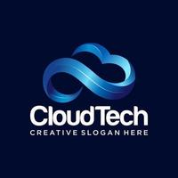 plantilla de diseño de logotipo de tecnología en la nube vector