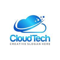 plantilla de diseño de logotipo de tecnología en la nube vector