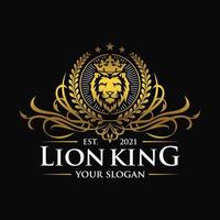 inspiración de diseño de logotipo de rey león real dorado de lujo vector