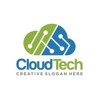 plantilla de diseño de logotipo de tecnología en la nube vector