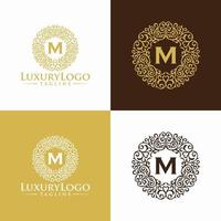 plantilla de logotipo de círculo de lujo heráldico floral en vector para restaurante, realeza, boutique, cafetería, hotel, joyería, moda y otras ilustraciones de vectores