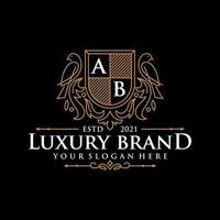 Luxury logo monogram crest template design vector illustration. Royal brand vintage vignette ornaments.