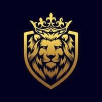 inspiración de diseño de logotipo de rey león real dorado de lujo