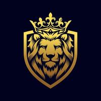 inspiración de diseño de logotipo de rey león real dorado de lujo vector