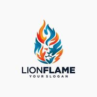 Lion flame fire logo design vector illustration