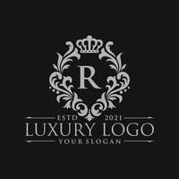 Luxury logo monogram crest template design vector illustration. Royal brand vintage vignette ornaments.