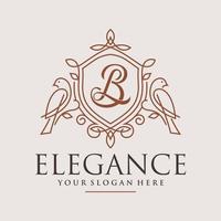 Luxury logo monogram crest template design vector illustration. Royal brand vintage vignette ornaments.