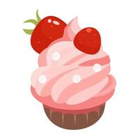 Ice cream topped with strawberry. vector