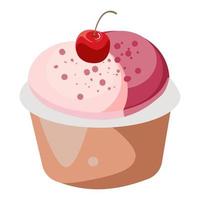 Ice cream topping with cherry. vector