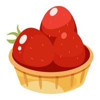 Strawberry cake topped with fresh strawberry. vector