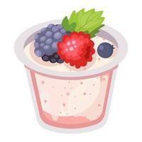 Yogurt mixed with berry. vector