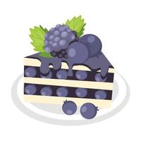 pastel de arándanos cubierto con arándanos. vector