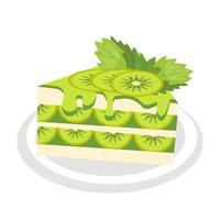 Kiwi cake topped with kiwi slices. vector