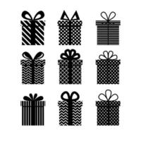 Gift Box icon set, isolated on white background. Vector illustration.