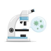 Virus under the microscope concept design. Coronavirus, covid-19 vector illustration. Closeup on pathogenic organism.Laboratory research, analysis, testing.