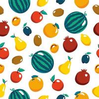 Seamless pattern with colorful fruits. Vector texture for textile, fabric, paper. Vegan, farm, natural food. Summer mood