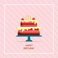 tarjeta de feliz cumpleaños con pastel vector