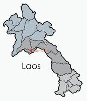 mapa de dibujo a mano alzada de garabatos de laos. vector