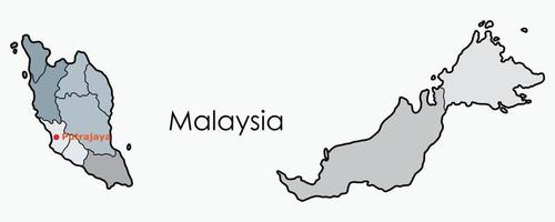 Doodle freehand drawing map of Malaysia.