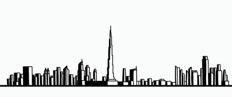 modern cityscape skyline outline doodle drawing on white background. vector