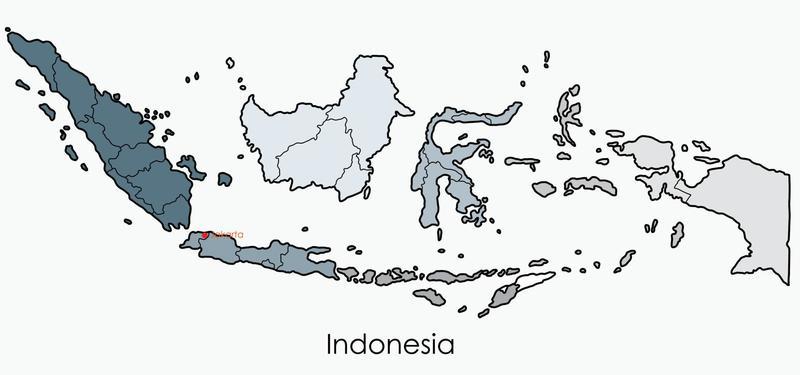 Doodle freehand drawing map of Indonesia.