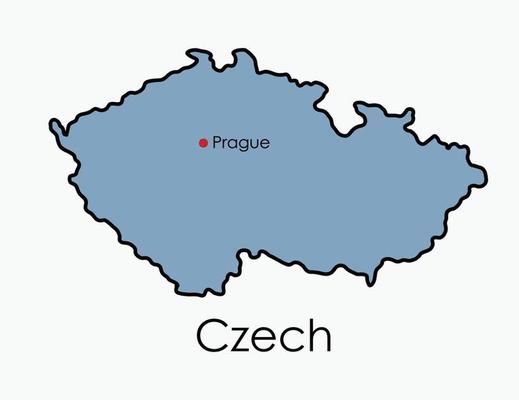 Czech map freehand drawing on white background.