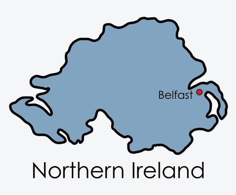 Northern Ireland map freehand drawing on white background.