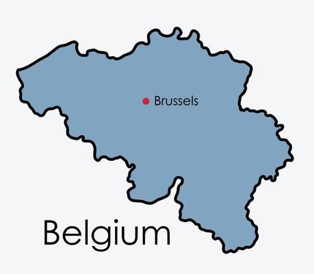 Belgium map freehand drawing on white background.