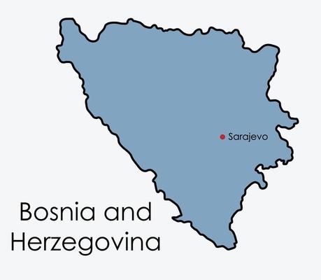 Bosnia and Herzegovina map freehand drawing on white background.