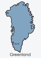 Greenland map freehand drawing on white background. vector