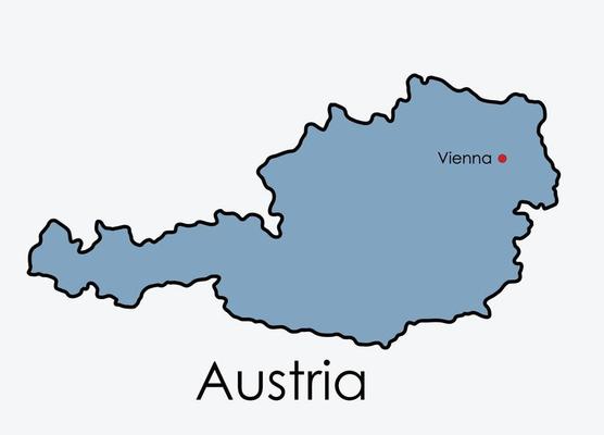 Austria map freehand drawing on white background.