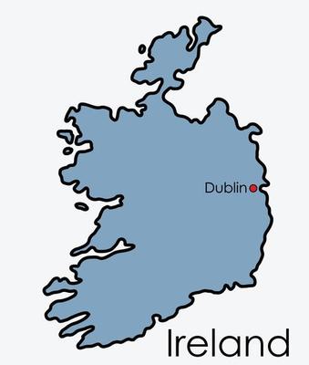 Ireland map freehand drawing on white background.