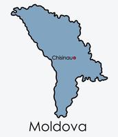 Moldova map freehand drawing on white background. vector