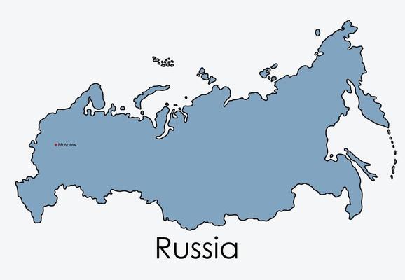 Russia map freehand drawing on white background.