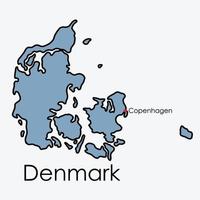 Denmark map freehand drawing on white background. vector