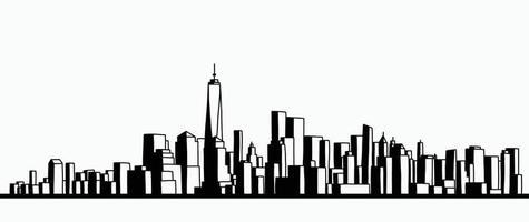 modern cityscape skyline outline doodle drawing on white background. vector