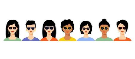 Woman sunglasses shapes for different women face types. Vector set.