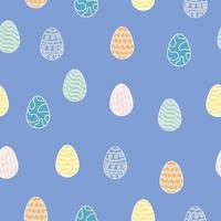 Easter eggs seamless pattern on stroke outline. Easter holiday background for printing, wallpaper or fabric. vector